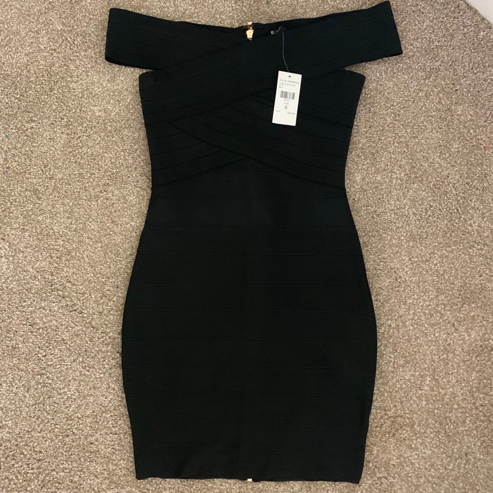 Black Off Shoulder Bandage Dress NWT